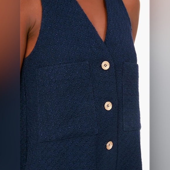 Pomander Place Tuckernuck Navy Textured Myla Sleeveless Shorts Romper XXL - Picture 5 of 9